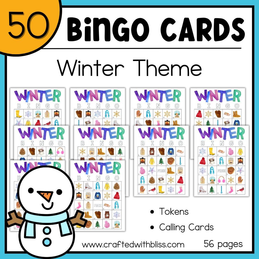 50 Winter Bingo Cards - Etsy