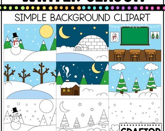 Simple Winter Background Scene Clipart Commercial Use