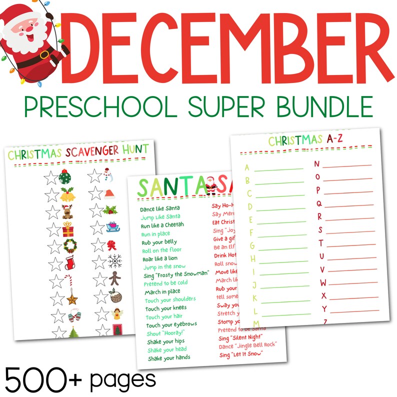 December Preschool Super Bundle, Christmas Kindergarten Activities ...