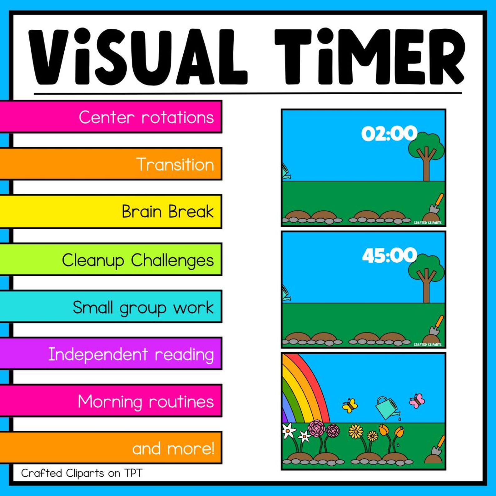 Garden Rainbow Spring Visual Timer Countdown Classroom Management Tool ...