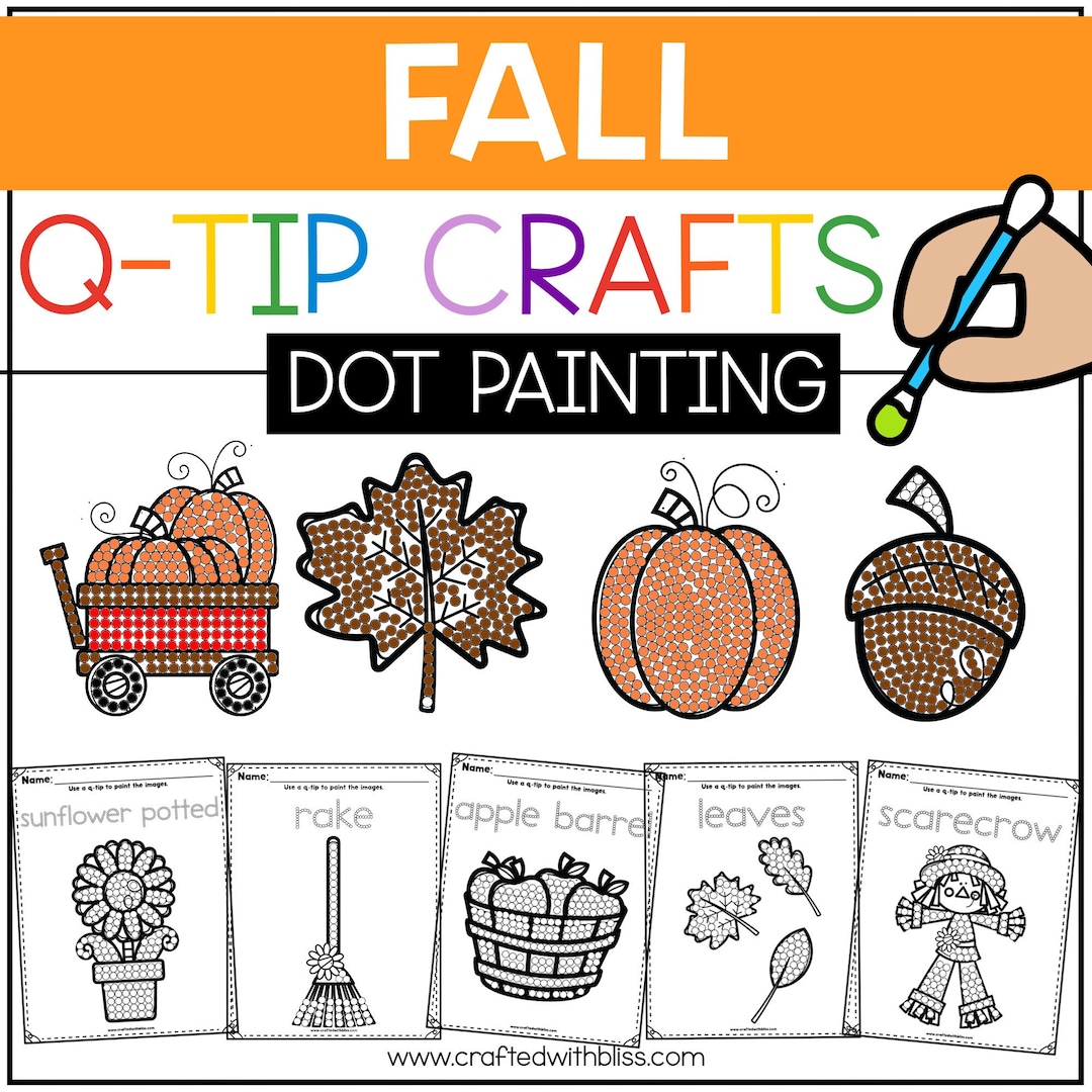 Q-tip Painting Fall Season Fine Motor Activity Autumn
