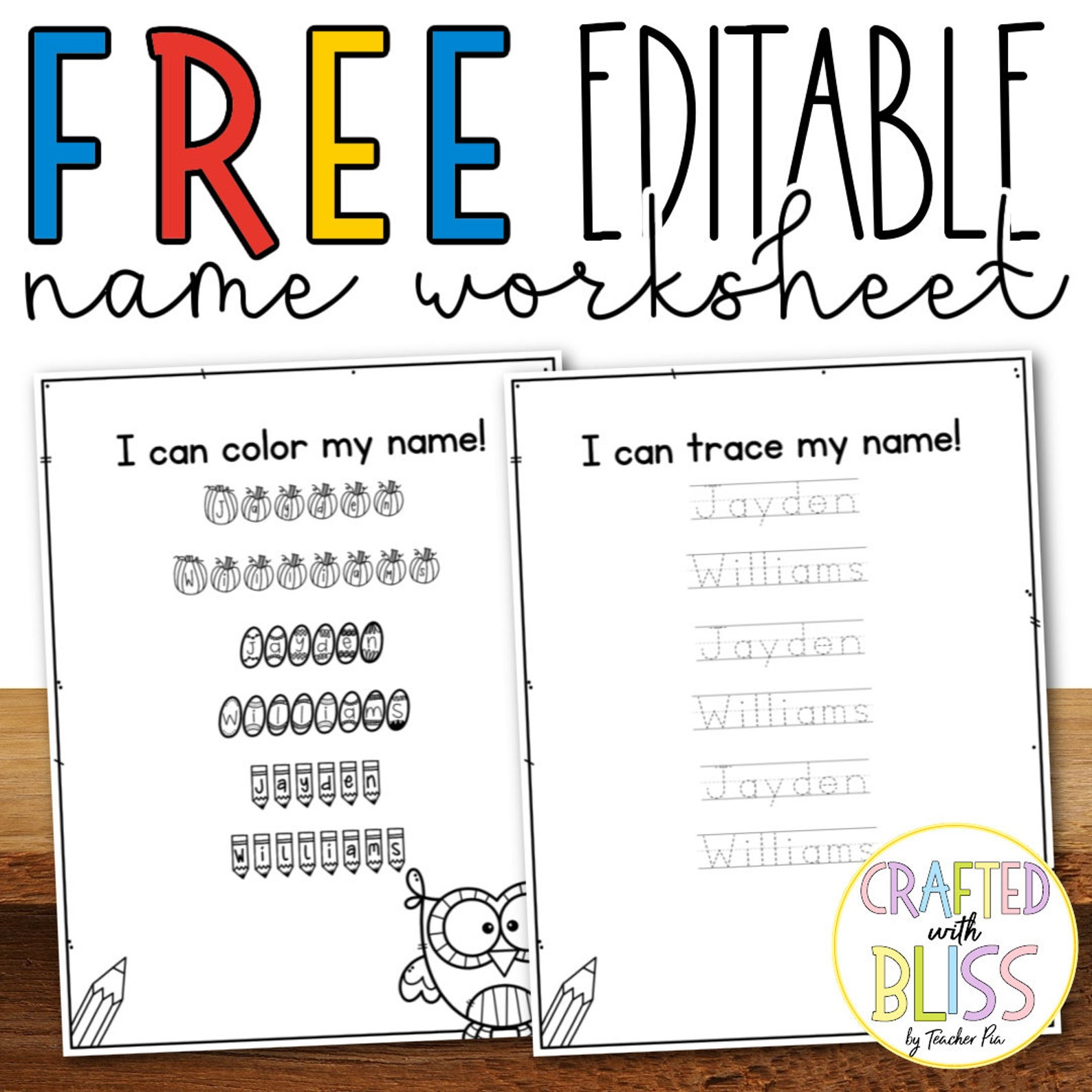FREE EDITABLE Name Practice Worksheet Kindergarten Name - Etsy