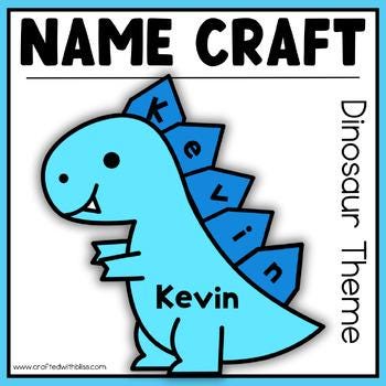 Editable Dinosaur Name Craft Classroom Bulletin Board Decor Dino Theme Preschool Kindergarten Craft Bulletin Board Kit Daycare Toddler Art