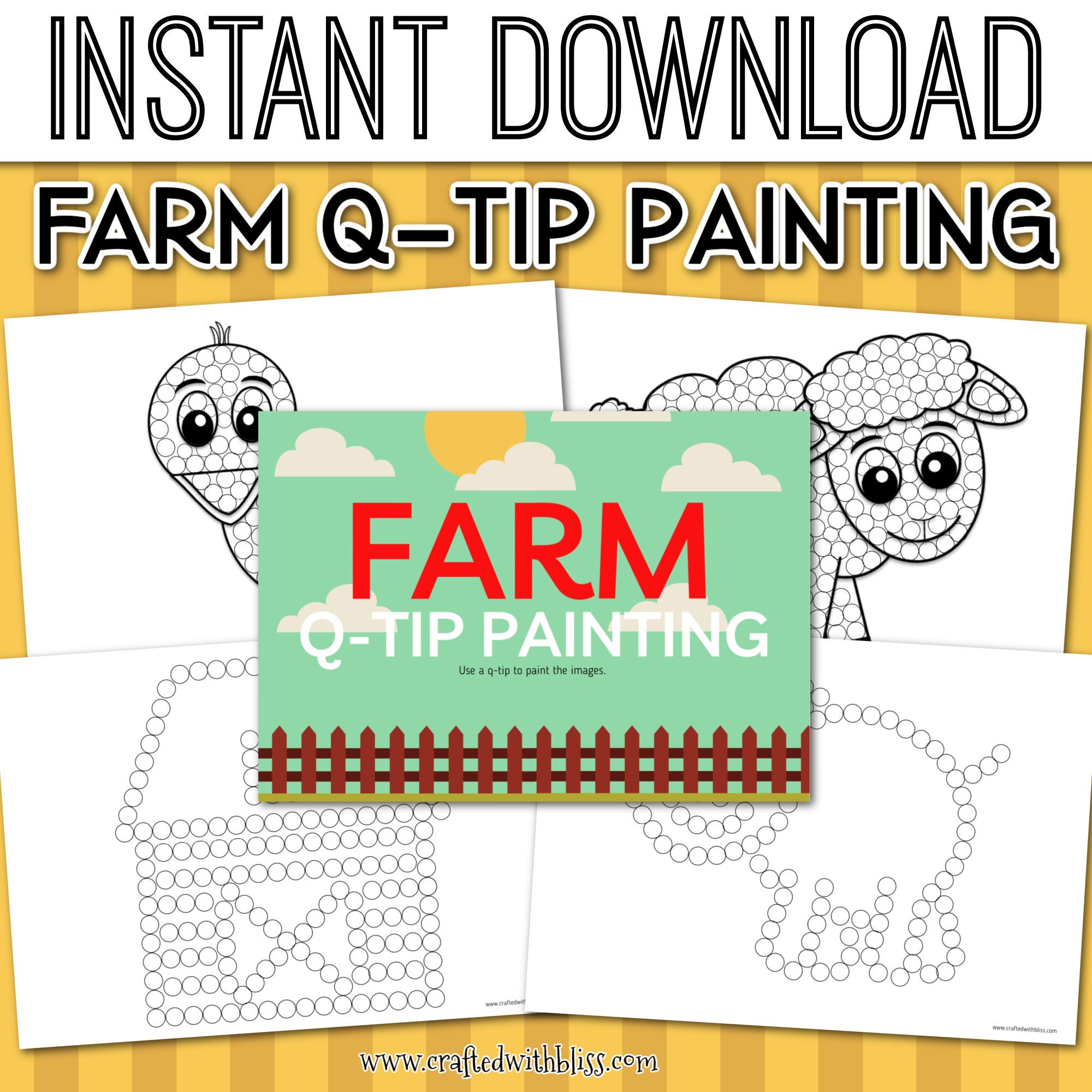 farm q tip painting for kids farm q tip fine motor activity etsy