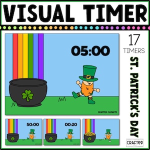 St. Patrick's Day Visual Timer Countdown Classroom Management Tool Transition PPT Video Rainbow Theme Back To School Sped Center Rotation