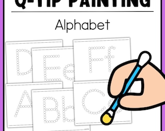 Tappetini per tracciare l'alfabeto Q-TIP, attività sull'alfabeto Q-TIP - dalla A alla Z, apprendimento dell'alfabeto, fogli di lavoro stampabili per tracciare le lettere dell'alfabeto