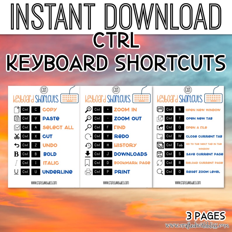 CTRL Computer shortcuts Computer Shortcut Keys Computer Etsy