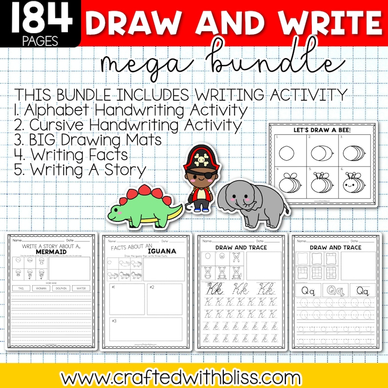 100 Pages Draw and Write Mega Bundle Directed Drawing Etsy