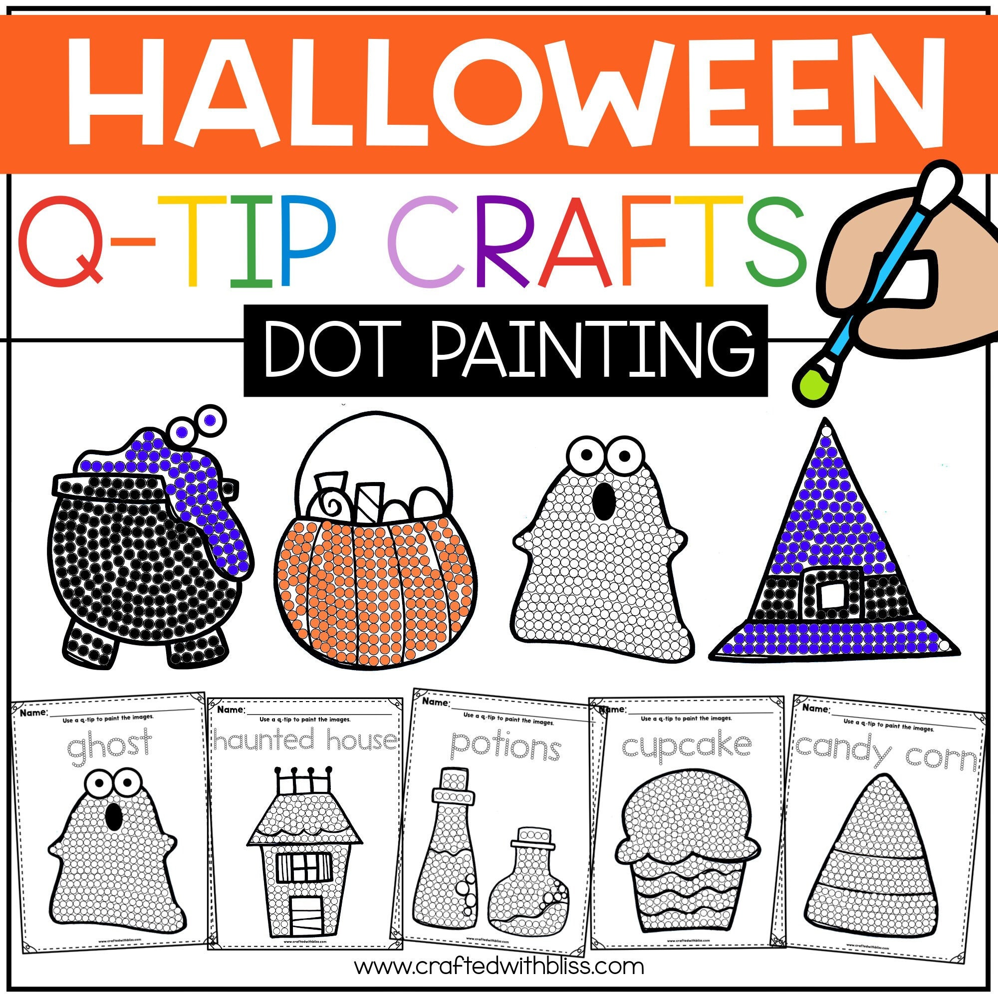 Qtip Painting Halloween Qtip Fine Motor Activity Halloween Craft Dot