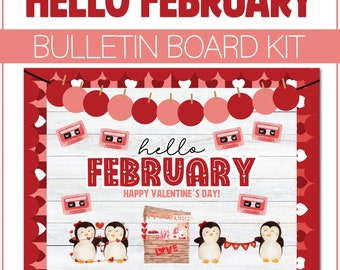 Hello February Valentine's Day Bulletin Board Kit Door Classroom Decor Bulletin Decoration Kindness Theme Preschool Kindergarten Elementary