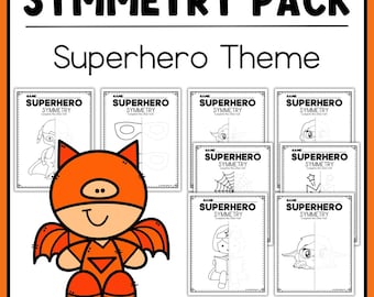 Superheld Thema Symmetrie Printable Für Frühe Finisher Math Zeichnung Herausforderung Held Erwachsene Malseiten Unabhängige Arbeit Station