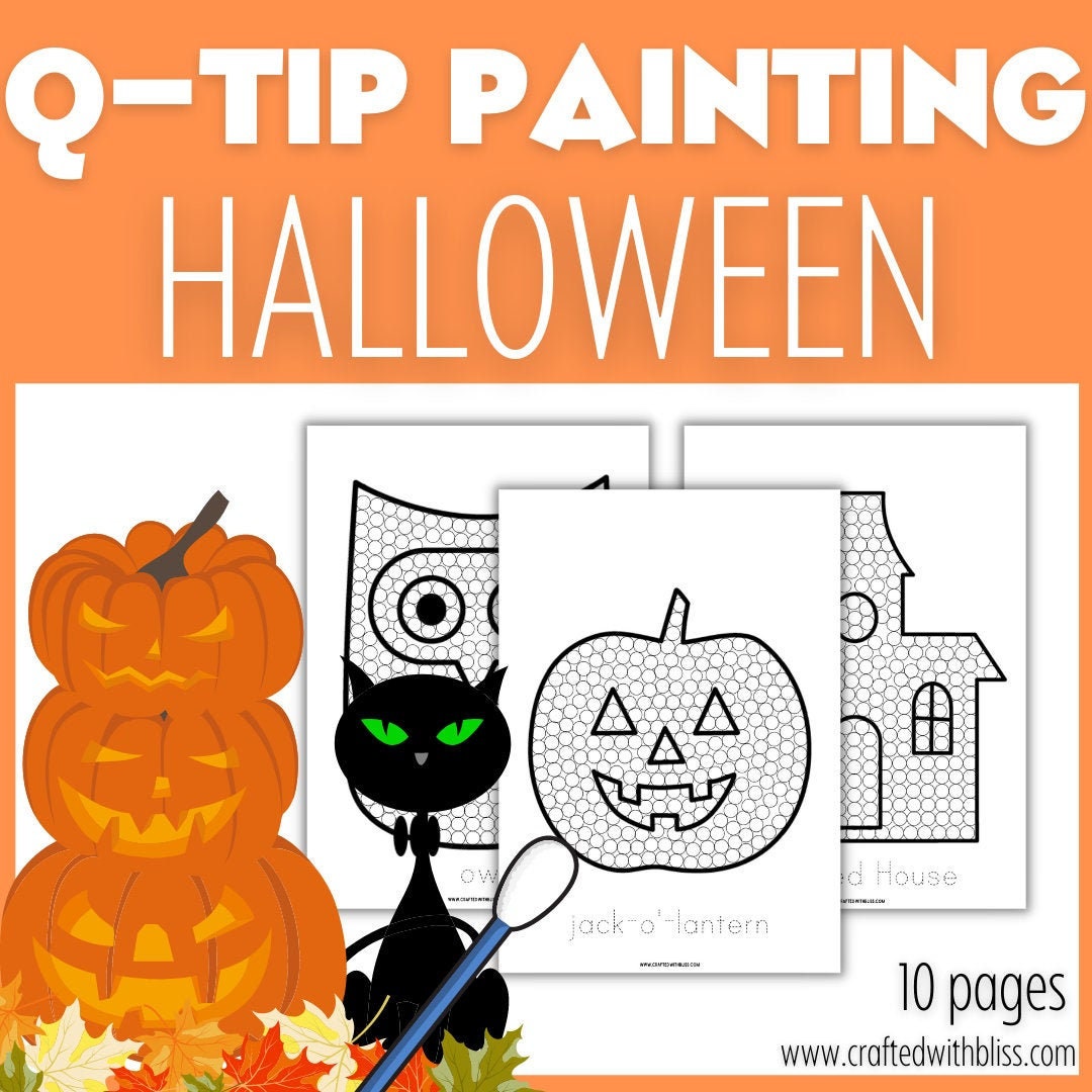 Halloween Q-TIP Painting for Kids Halloween Q-TIP Fine Motor