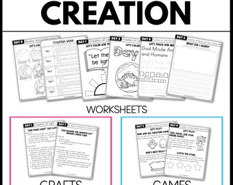 Creation Bible Story Worksheet Games Crafts Christian Sunday School Prek-1 Religion Bible Study For Kids