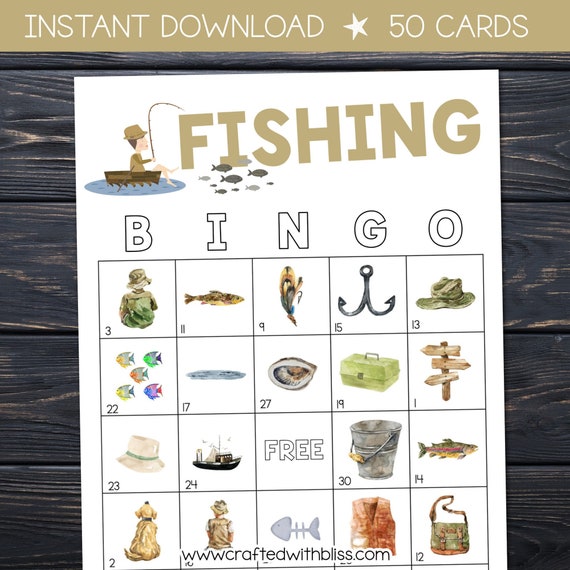 50 Fishing Bingo Cards Game Classroom Game, Fishing Party Game, Work Office  Game, Games for Adults, Game Night, Fishing Games Activities 