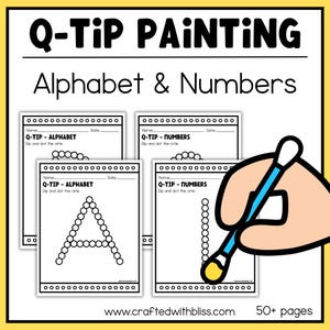 Alfabeto y números para pintar con hisopos (0 a 20) Paquete imprimible / Dip and Dot