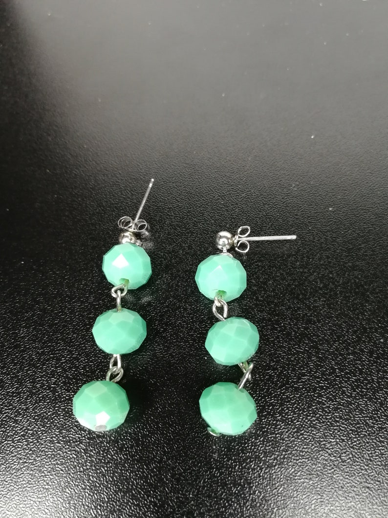 Faceted Green Turquoise Bead Earrings