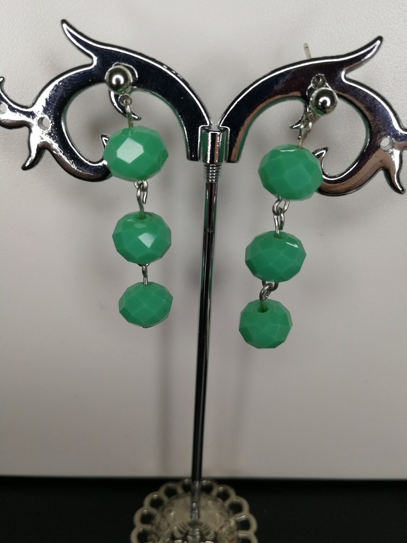 Faceted Green Turquoise Bead Earrings