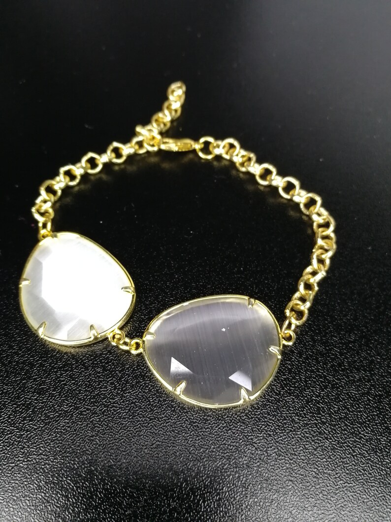 Rol\u00f2 Round 4 mm Light Gold Chain Bracelet with 2 Precious Link Crystal Gold