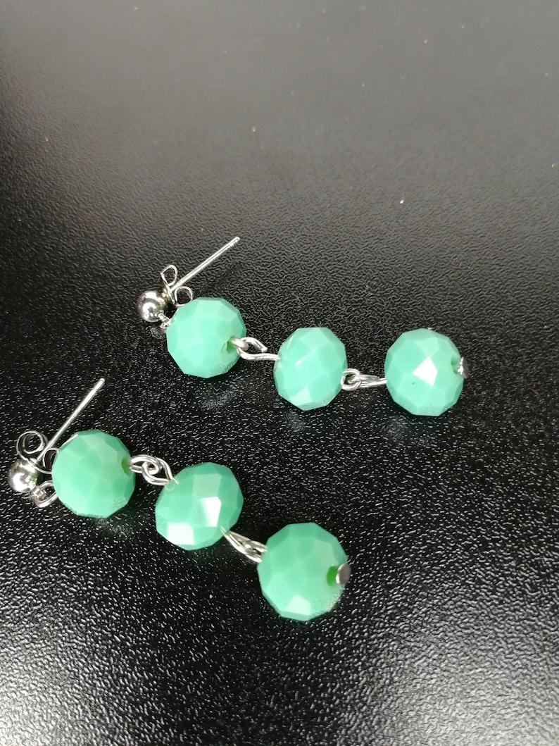 Faceted Green Turquoise Bead Earrings
