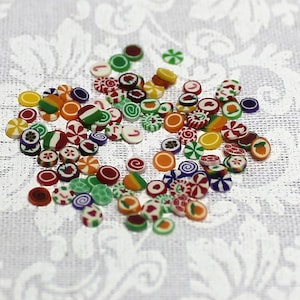 100 Candy Slices; 1:12 scale; one inch scale; realistic; variety; handmade; dollhouse miniature candy; dollhouse miniature foods