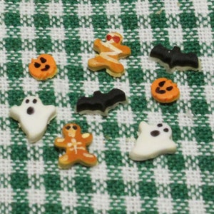 Half Scale Halloween Cookies; 1:24 scale; mini cookies; dollhouse desserts; Halloween food; half scale foods