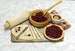 Cherry Pie Making Board; one-inch scale; 1:12 scale; cup of tea; pie mix; cherry pie; dollhouse miniature food 