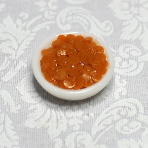 Glazed Carrots in Ceramic Bowl; 1:12 scale; one inch scale; realistic; handmade; dollhouse miniature food