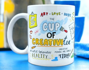 Cup of CREATIVI-tea - Creative gift, Artist gift, Art Teacher gift, Graphic designer, Art student gift, Affirmation, Motivational Mug.