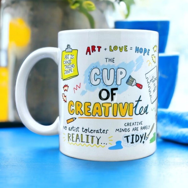 Cup of CREATIVI-tea - Creative gift, Artist gift, Art Teacher gift, Graphic designer, Art student gift, Affirmation, Motivational Mug.