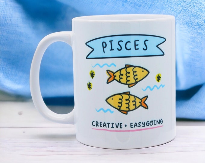 Taza de afirmación de PISCIS / Regalo del Zodíaco / Taza del Zodíaco / Regalo de Piscis / Regalo de signo estelar / Horóscopo / Regalo de cumpleaños de Piscis