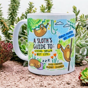 Caneca guia da preguiça, caneca da preguiça, caneca engraçada, conjunto de presente para preguiça, presente de aniversário para ele, presente de aniversário para ela