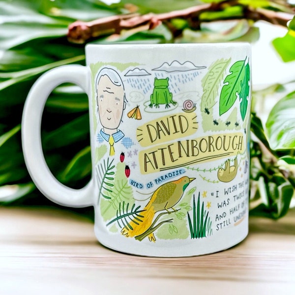 David Attenborough Mug, Attenborough gift, Animal lover gift