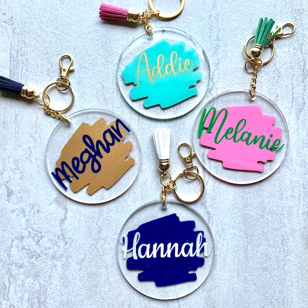 Personalized Acrylic Keychain | Paint Splash Keychain | Brush Stroke Keychain | Resin Coated Keychain | Name Bag Tag | Stocking Stuffer