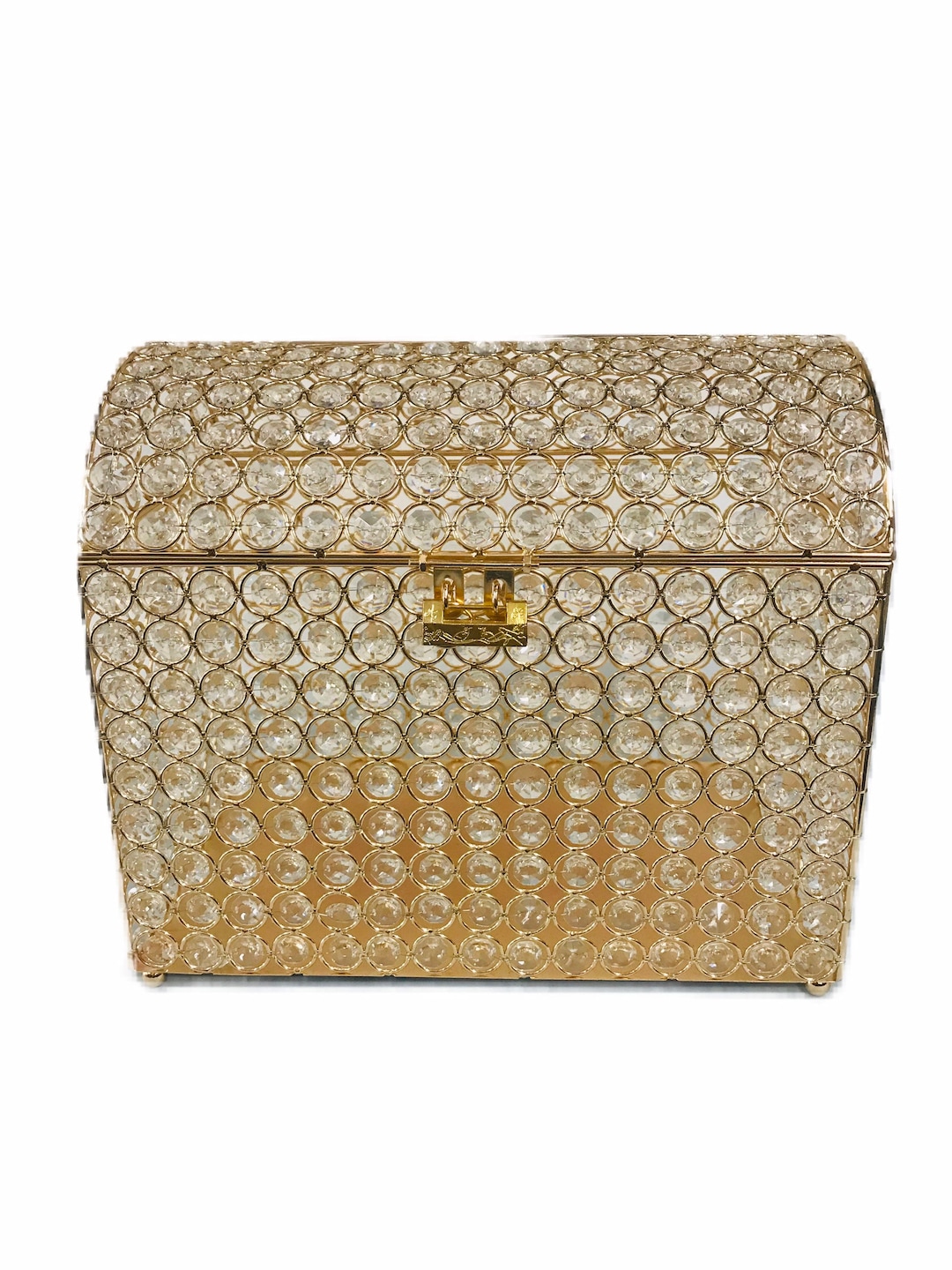 Gold Crystal Money Card Gift Bank Box, Wedding Quinceañera Treasure