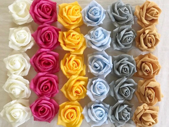 1 Set, Artificial Diy Foam Rose Stems (50 Pcs) - Pastel Yellow for Home,  Event Venue, and Craft Project 