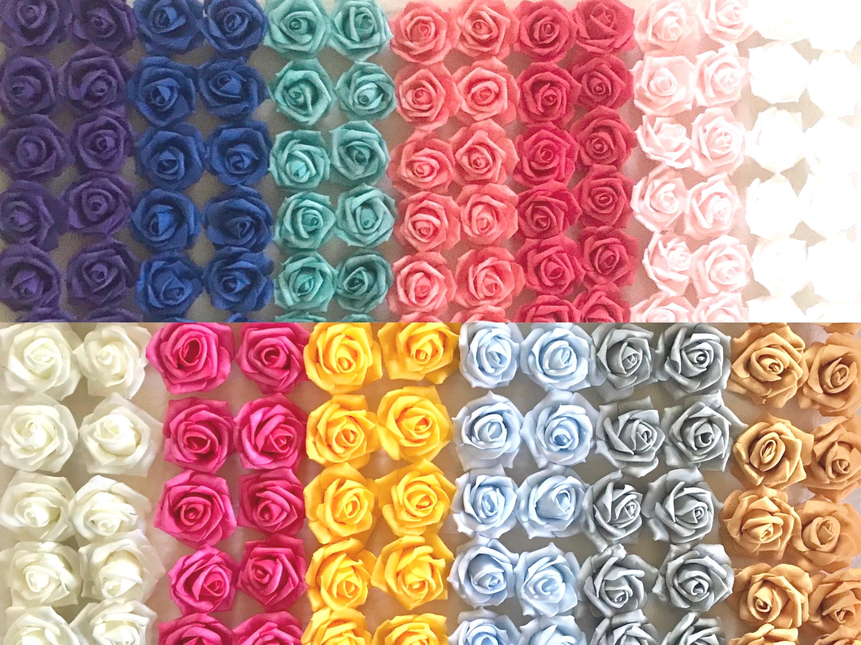 12pcs, Foam Roses, Artificial Colorful Rose Flower Head Embellishment without stems, 1-3/4-Inch, 3-Inch. Foam Roses Flowers.