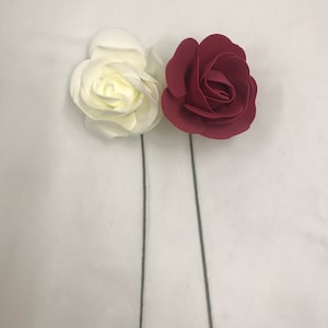 50 pieces, Foam Roses with stems.  Artificial Colorful Rose Flower Head Embellishment with stems, 2-1/2 Inch, 2-3/4 Inch Foam Roses Flowers.