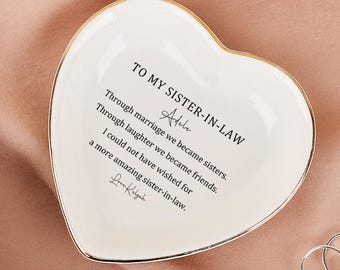 Custom To My Sister in Law Ring Dish, Personalized Wedding Gifts for Her, Sister Jewelry Dish, Gifts from Bride, Bridal Shower Gifts