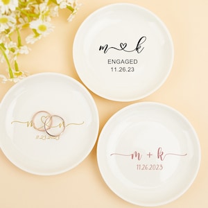 Personalised Bridesmaid Gift,Custom Initial Date Ring Dish,Jewellery Dish,Wedding Ring Tray,Engagement Ring Holder,Bride Gift  Ring Dish