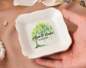 Personalised Willow Ring Dish, Wedding Gift for Couple, Engagement Jewelry Dish, Sentimental Gift for Bride, Bridal Shower Gifts for Her