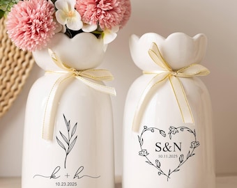 Jarrón de cerámica personalizado para compromisos, regalo de boda para la pareja, regalo de aniversario, despedida de soltera, regalo para recién casados.