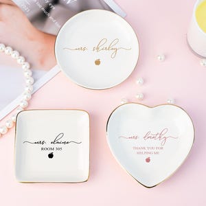 Personalised Teacher Gift,Custom Jewelry Dish for Teacher,Name Ring Dish,Teacher Appreciation Gift,Back to School Gift,End of Year Gift