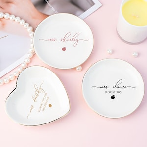 Personalised Teacher Ring Dish, Thank You Gifts, Custom Jewelry Dish for Teacher, Teacher Appreciation Gifts for Her, Back to School Gift