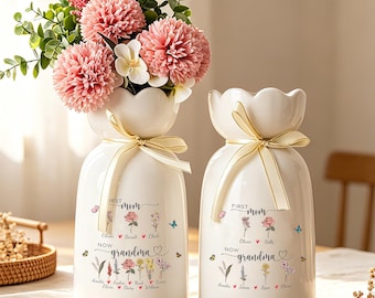 Bloemenvaas voor mama, nu oma, bloemenvaas met geboortemaand, bloemenvaas voor oma's tuin, verjaardagscadeaus voor mama, oma of oppas, kerstcadeau