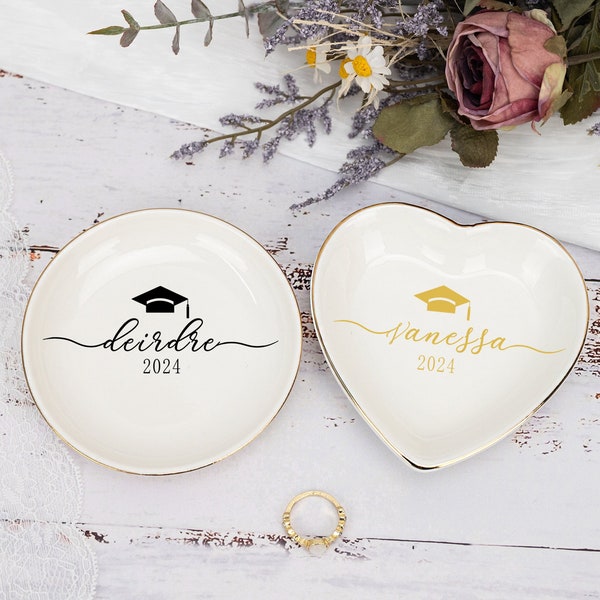 Personalized Graduation Jewelry Dish,College Graduation Gifts for Her,Custom Trinket Dish,Daughters Grad Gift,Class of 2024,Grad Party Gifts