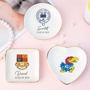 Personalised University Logo Trinket Dish,Graduation Jewelry Dish Gifts for Her,Custom College Logo Ring Dish,2025 Graduation Party Gift