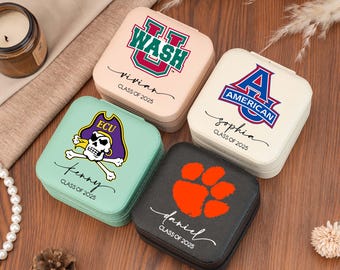 Personalised Graduation Gift,Graduation Jewelry Box,Custom University Logo Trinket Case,College Logo Travel Jewelry Box,Class of 2026 Gift