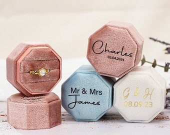 Personalized Wedding Ring Box for Her,Proposal Engagement Ring Box Customized,Monogram Ring Box for Wedding Ceremony,Couple Anniversary Gift