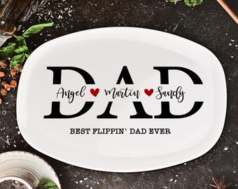 Personalisierte Grillplatte des Vaters, Grill-Geschenke für Papa Papa, individuelle Grillplatte mit Kindernamen, Geschenke von der Tochter, Geschenk zum Vatertag