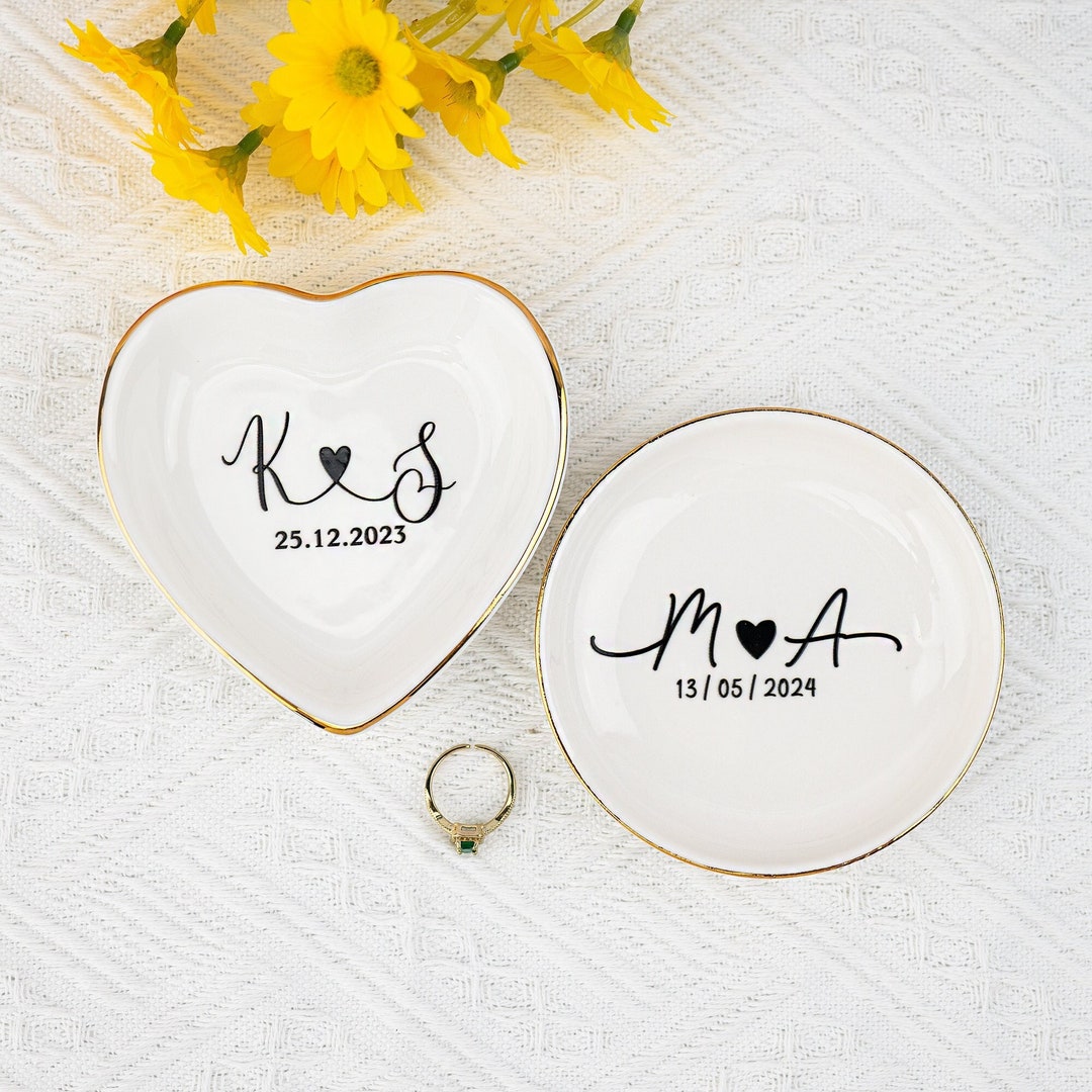 Custom Engagement Ring Dish,initials and Date Jewelry Dish,couples ...
